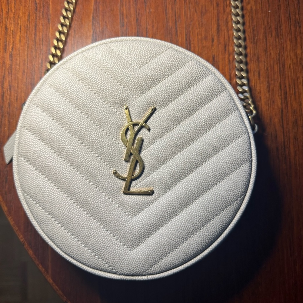 Saint Laurent monogram matelasse round crossbody camera bag
